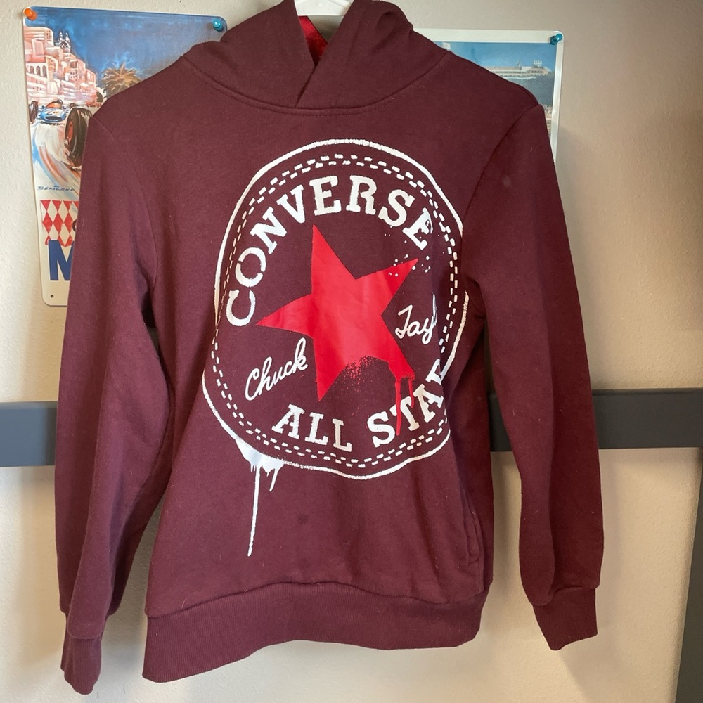 Burgundy Kids Converse Hoodie Size Large